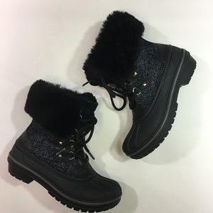 Crocs Allcast II Luxe Black Fur Snowboots Size 4